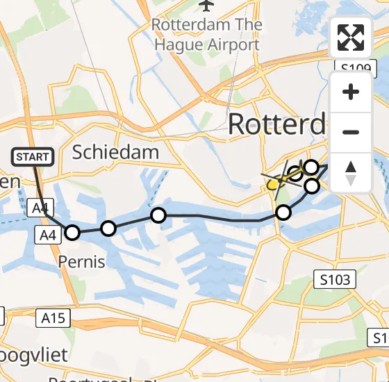 Vlucht Traumahelikopter PH-UMC van Schiedam naar Erasmus MC op zondag 4 augustus 2024 15:57