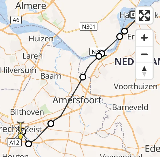 Vlucht Traumahelikopter PH-DOC van Harderwijk naar Universitair Medisch Centrum Utrecht op zondag 4 augustus 2024 16:13