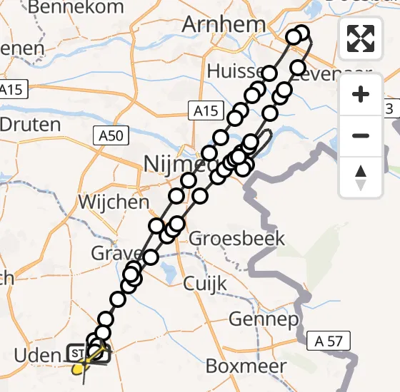 Vlucht Traumahelikopter PH-LLN van Vliegbasis Volkel naar Vliegbasis Volkel op zondag 4 augustus 2024 17:08