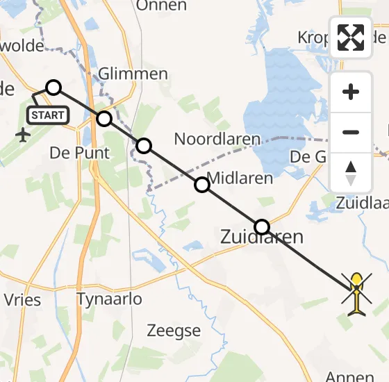 Vlucht Traumahelikopter PH-MAA van Groningen Airport Eelde naar Zuidlaren op zondag 4 augustus 2024 17:11