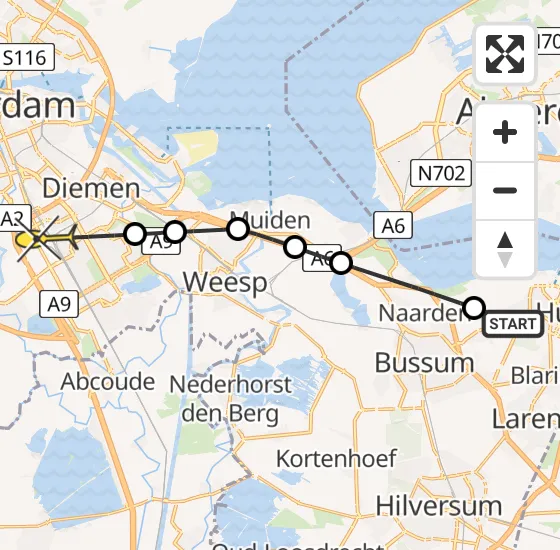 Vlucht Politiehelikopter PH-PXB van Huizen naar Amsterdam-Duivendrecht op zondag 4 augustus 2024 17:28