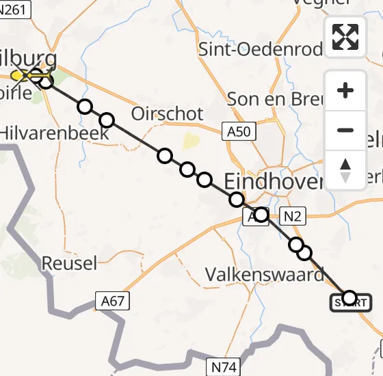 Vlucht Traumahelikopter PH-UMC van Maarheeze naar Tilburg op zondag 4 augustus 2024 17:48