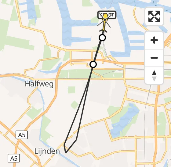 Vlucht Traumahelikopter PH-DOC van Amsterdam Heliport naar Amsterdam Heliport op zondag 4 augustus 2024 18:17
