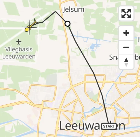 Vlucht Ambulancehelikopter PH-OOP van Leeuwarden naar Vliegbasis Leeuwarden op zondag 4 augustus 2024 18:59