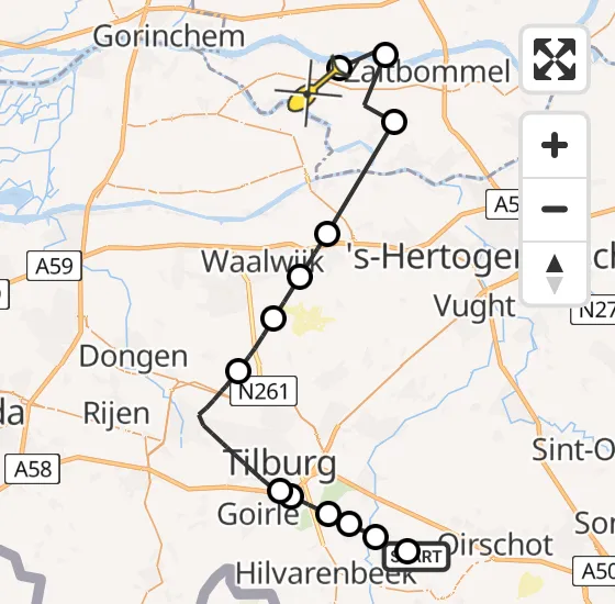 Vlucht Politiehelikopter PH-PXE van Oost West en Middelbeers naar Zuilichem op zondag 4 augustus 2024 19:20