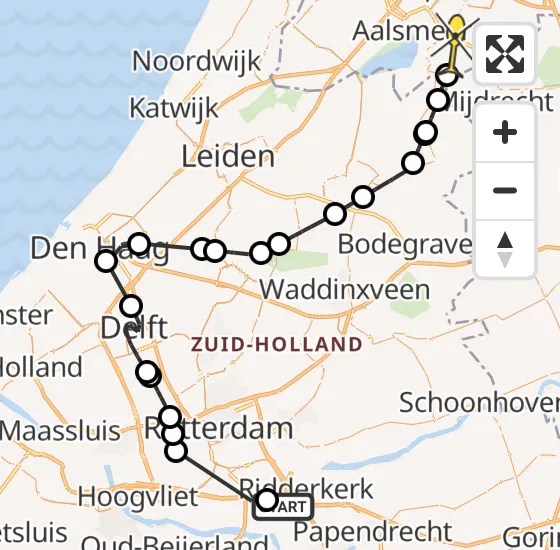 Vlucht Politiehelikopter PH-PXE van Ridderkerk naar Uithoorn op zondag 4 augustus 2024 19:48