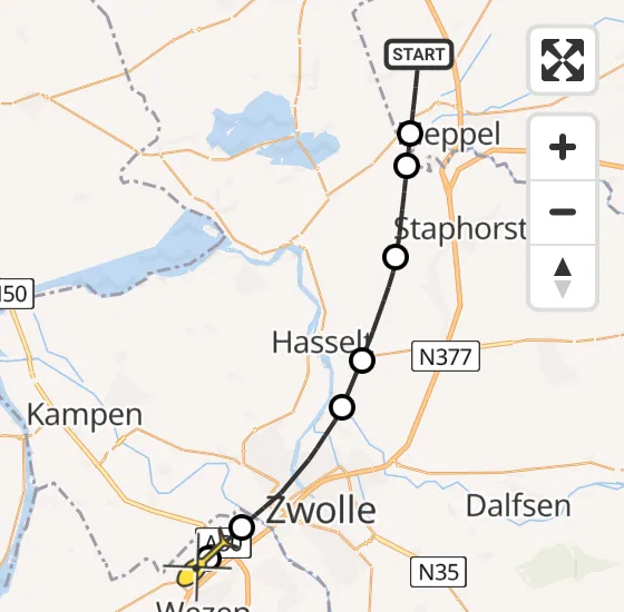 Vlucht Politiehelikopter PH-PXB van Nijeveen naar Hattemerbroek op zondag 4 augustus 2024 20:18