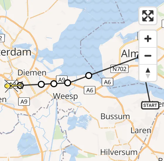 Vlucht Politiehelikopter PH-PXB van Huizen naar Amsterdam-Duivendrecht op zondag 4 augustus 2024 20:44