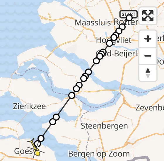 Vlucht Traumahelikopter PH-UMC van Rotterdam The Hague Airport naar Kattendijke op zondag 4 augustus 2024 20:51