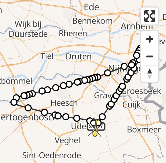 Vlucht Traumahelikopter PH-LLN van Vliegbasis Volkel naar Vliegbasis Volkel op zondag 4 augustus 2024 21:23