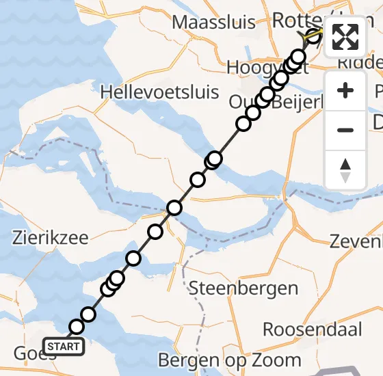 Vlucht Traumahelikopter PH-UMC van Kattendijke naar Erasmus MC op zondag 4 augustus 2024 21:36