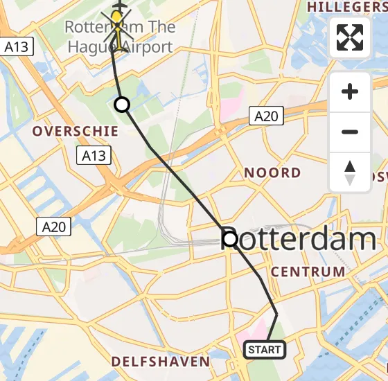 Vlucht Traumahelikopter PH-UMC van Erasmus MC naar Rotterdam The Hague Airport op zondag 4 augustus 2024 22:25