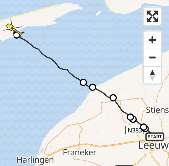 Vlucht Ambulancehelikopter PH-OOP van Vliegbasis Leeuwarden naar Hoorn op maandag 5 augustus 2024 8:43