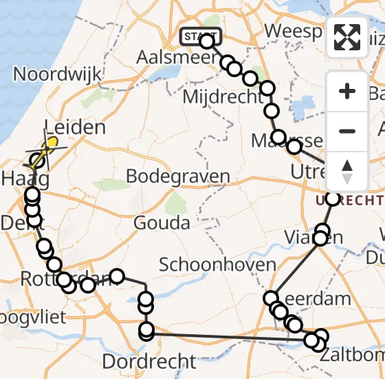 Vlucht Politiehelikopter PH-PXE van Aalsmeer naar Voorschoten op maandag 5 augustus 2024 9:40