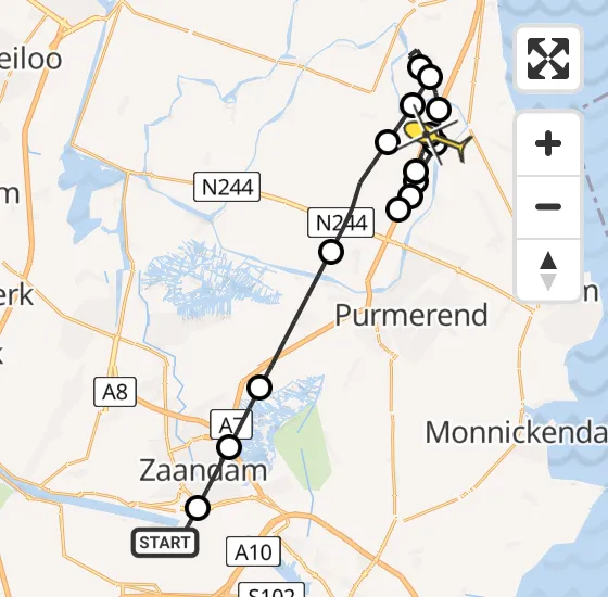Vlucht Traumahelikopter PH-DOC van Amsterdam Heliport naar Noordbeemster op maandag 5 augustus 2024 9:48