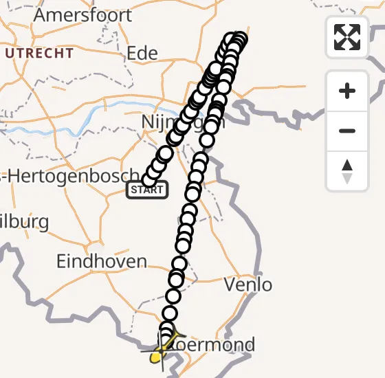 Vlucht Traumahelikopter PH-LLN van Vliegbasis Volkel naar Haler op maandag 5 augustus 2024 10:51