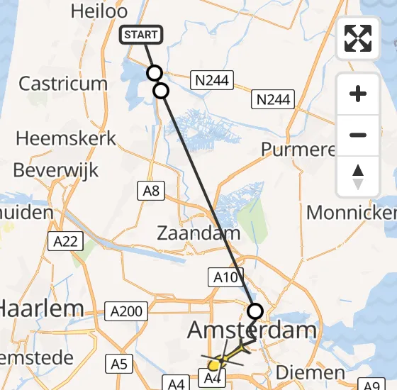 Vlucht Politiehelikopter PH-PXE van Zuidschermer naar Amsterdam op maandag 5 augustus 2024 11:06