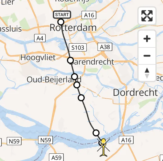 Vlucht Traumahelikopter PH-UMC van Rotterdam The Hague Airport naar Moerdijk op maandag 5 augustus 2024 11:44