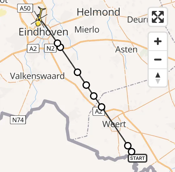 Vlucht Traumahelikopter PH-LLN van Haler naar Eindhoven op maandag 5 augustus 2024 12:16