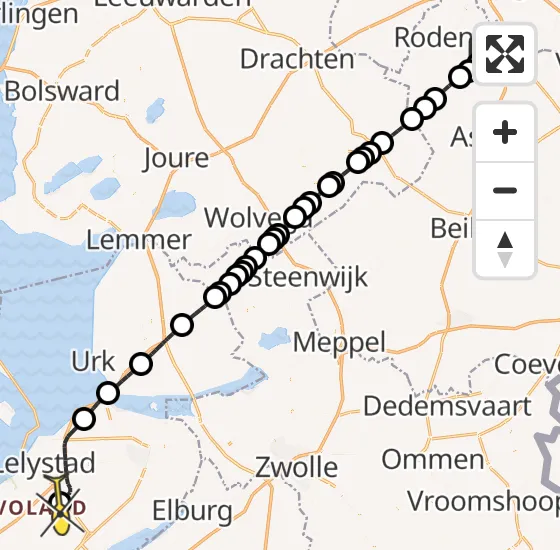 Vlucht Traumahelikopter PH-MAA van Groningen Airport Eelde naar Lelystad Airport op maandag 5 augustus 2024 12:18