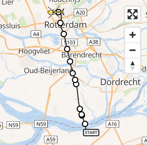 Vlucht Traumahelikopter PH-UMC van Moerdijk naar Rotterdam The Hague Airport op maandag 5 augustus 2024 12:26