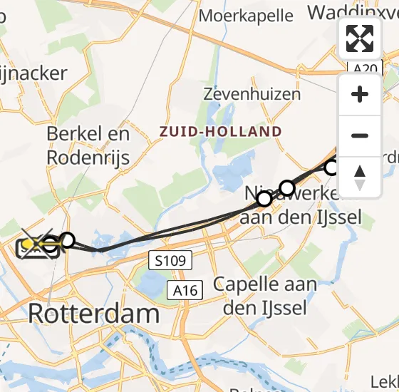 Vlucht Traumahelikopter PH-UMC van Rotterdam The Hague Airport naar Rotterdam The Hague Airport op maandag 5 augustus 2024 12:56