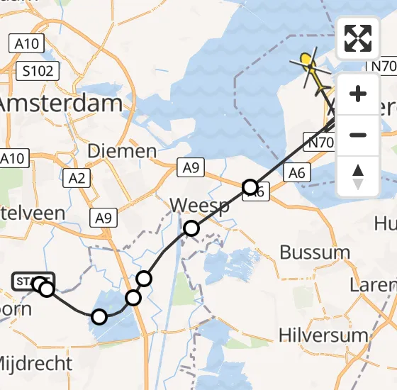 Vlucht Politiehelikopter PH-PXE van Amstelveen naar Almere op maandag 5 augustus 2024 12:59