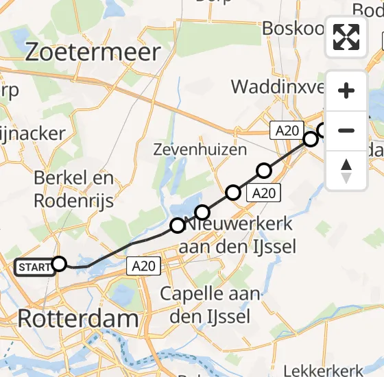 Vlucht Traumahelikopter PH-UMC van Rotterdam The Hague Airport naar Gouda op maandag 5 augustus 2024 13:08