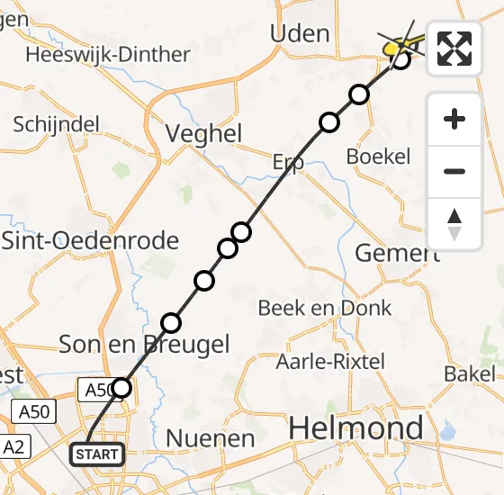 Vlucht Traumahelikopter PH-LLN van Eindhoven naar Vliegbasis Volkel op maandag 5 augustus 2024 13:13