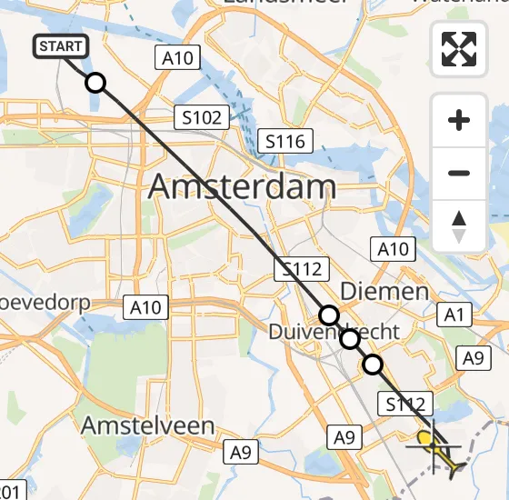 Vlucht Traumahelikopter PH-DOC van Amsterdam Heliport naar Amsterdam op maandag 5 augustus 2024 13:51