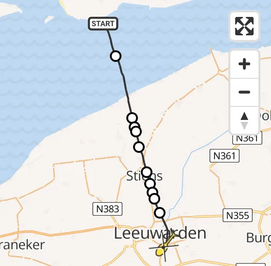 Vlucht Ambulancehelikopter PH-OOP van Ballum naar Leeuwarden op maandag 5 augustus 2024 15:10