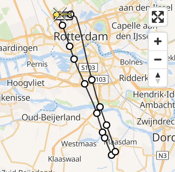 Vlucht Traumahelikopter PH-UMC van Rotterdam The Hague Airport naar Rotterdam The Hague Airport op maandag 5 augustus 2024 15:48