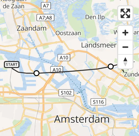 Vlucht Traumahelikopter PH-DOC van Amsterdam Heliport naar Amsterdam op maandag 5 augustus 2024 17:21