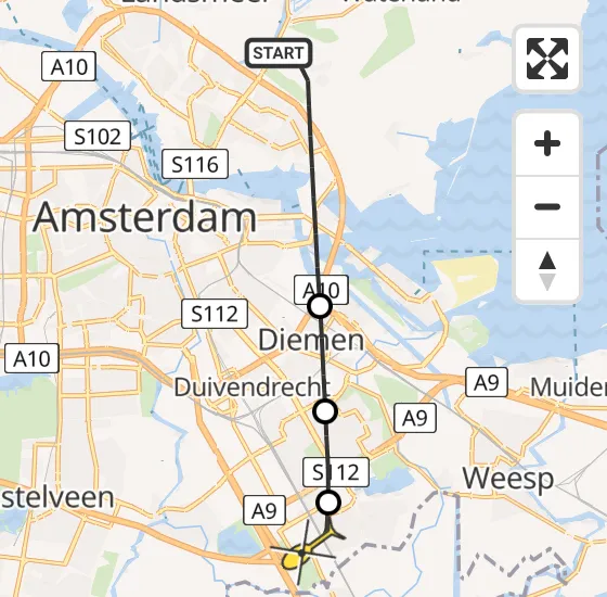 Vlucht Traumahelikopter PH-DOC van Amsterdam naar Academisch Medisch Centrum (AMC) op maandag 5 augustus 2024 17:44