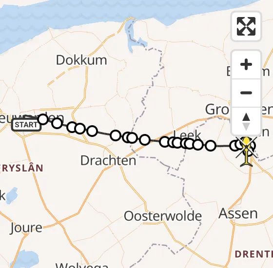 Vlucht Traumahelikopter PH-TTR van Leeuwarden naar Groningen Airport Eelde op maandag 5 augustus 2024 18:21