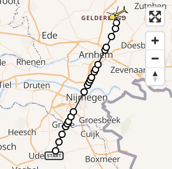 Vlucht Traumahelikopter PH-LLN van Vliegbasis Volkel naar Loenen op maandag 5 augustus 2024 19:42