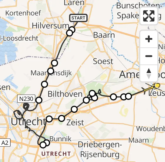 Vlucht Politiehelikopter PH-PXB van Eemnes naar Amersfoort op maandag 5 augustus 2024 20:01