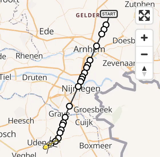 Vlucht Traumahelikopter PH-LLN van Loenen naar Vliegbasis Volkel op maandag 5 augustus 2024 20:07