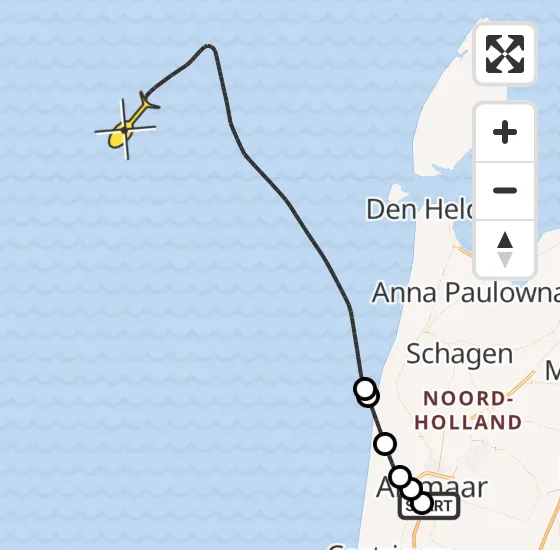 Vlucht Kustwachthelikopter PH-SAR van Alkmaar naar  op maandag 5 augustus 2024 21:08
