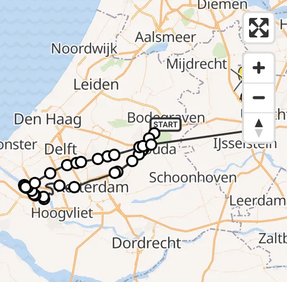 Vlucht Politiehelikopter PH-PXY van Bodegraven naar Maarssen op maandag 5 augustus 2024 21:22