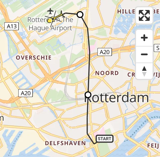 Vlucht Traumahelikopter PH-UMC van Erasmus MC naar Rotterdam The Hague Airport op woensdag 7 augustus 2024 21:17