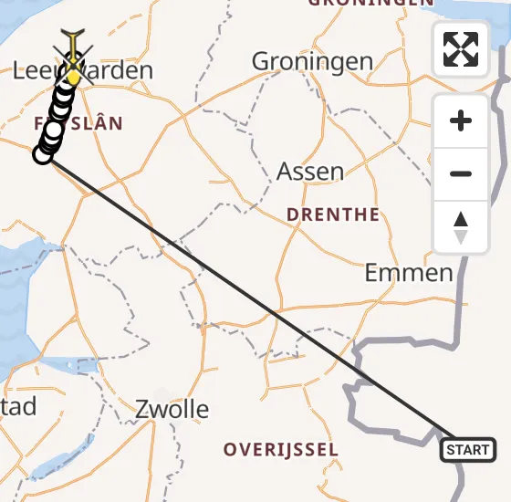 Vlucht Ambulancehelikopter PH-OOP van Nordhorn naar Vliegbasis Leeuwarden op woensdag 7 augustus 2024 21:58