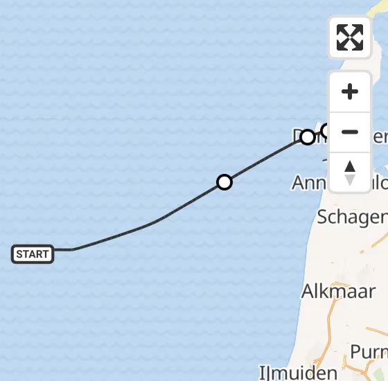 Vlucht Kustwachthelikopter PH-SAR van  naar Vliegveld De Kooy op woensdag 7 augustus 2024 22:25