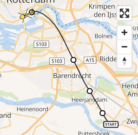 Vlucht Traumahelikopter PH-UMC van Zwijndrecht naar Erasmus MC op woensdag 7 augustus 2024 22:28