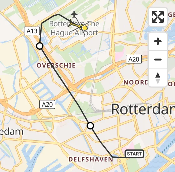 Vlucht Traumahelikopter PH-UMC van Erasmus MC naar Rotterdam The Hague Airport op woensdag 7 augustus 2024 22:51