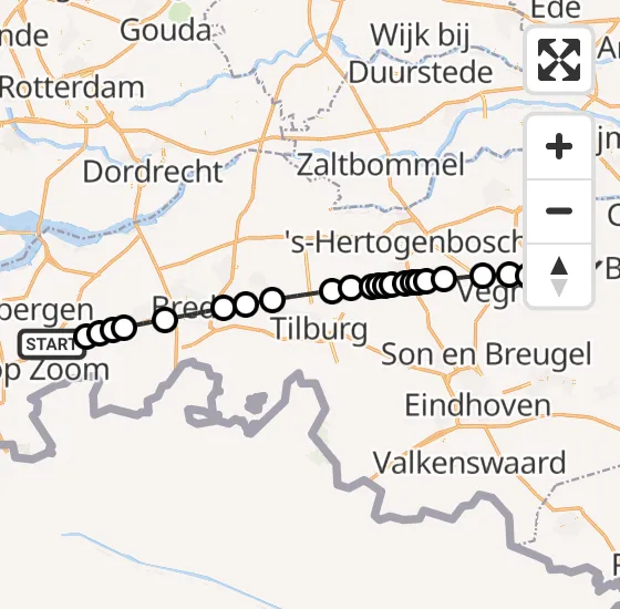 Vlucht Traumahelikopter PH-LLN van Roosendaal naar Vliegbasis Volkel op woensdag 7 augustus 2024 23:27