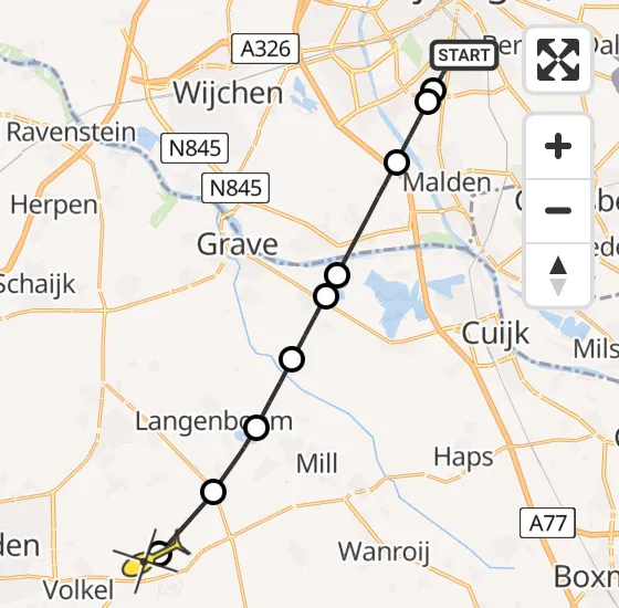 Vlucht Traumahelikopter PH-LLN van Radboud Universitair Medisch Centrum naar Vliegbasis Volkel op donderdag 8 augustus 2024 10:46