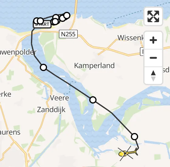 Vlucht Kustwachthelikopter PH-NCG van Kamperland naar Vliegveld Midden-Zeeland op donderdag 8 augustus 2024 20:23