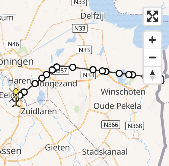 Vlucht Traumahelikopter PH-TTR van Nieuw Beerta naar Groningen Airport Eelde op vrijdag 9 augustus 2024 8:38