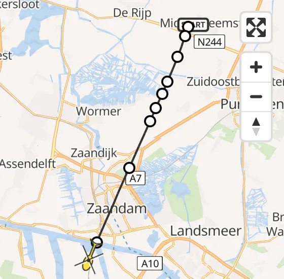 Vlucht Traumahelikopter PH-DOC van Middenbeemster naar Amsterdam Heliport op vrijdag 9 augustus 2024 12:52